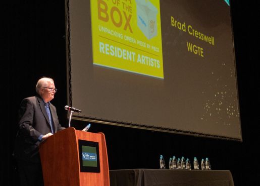 Brad Cresswell Thanks the crowd as he accepts his Touchstone Award