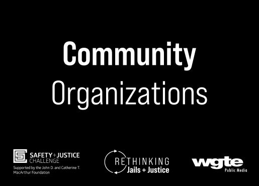 Rethinking Jails and Justice Community Organizations Podcast Episode Graphic in Black and White