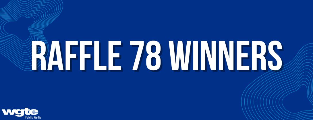 Raffle 78 Winners Text Graphic on a Blue background