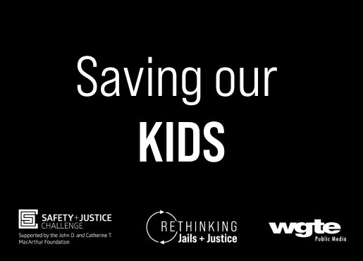 Black And White Image with the text "Saving our Kids", the episode title