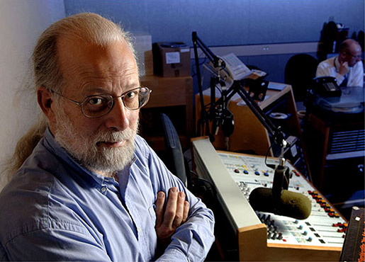 older man at radio studio